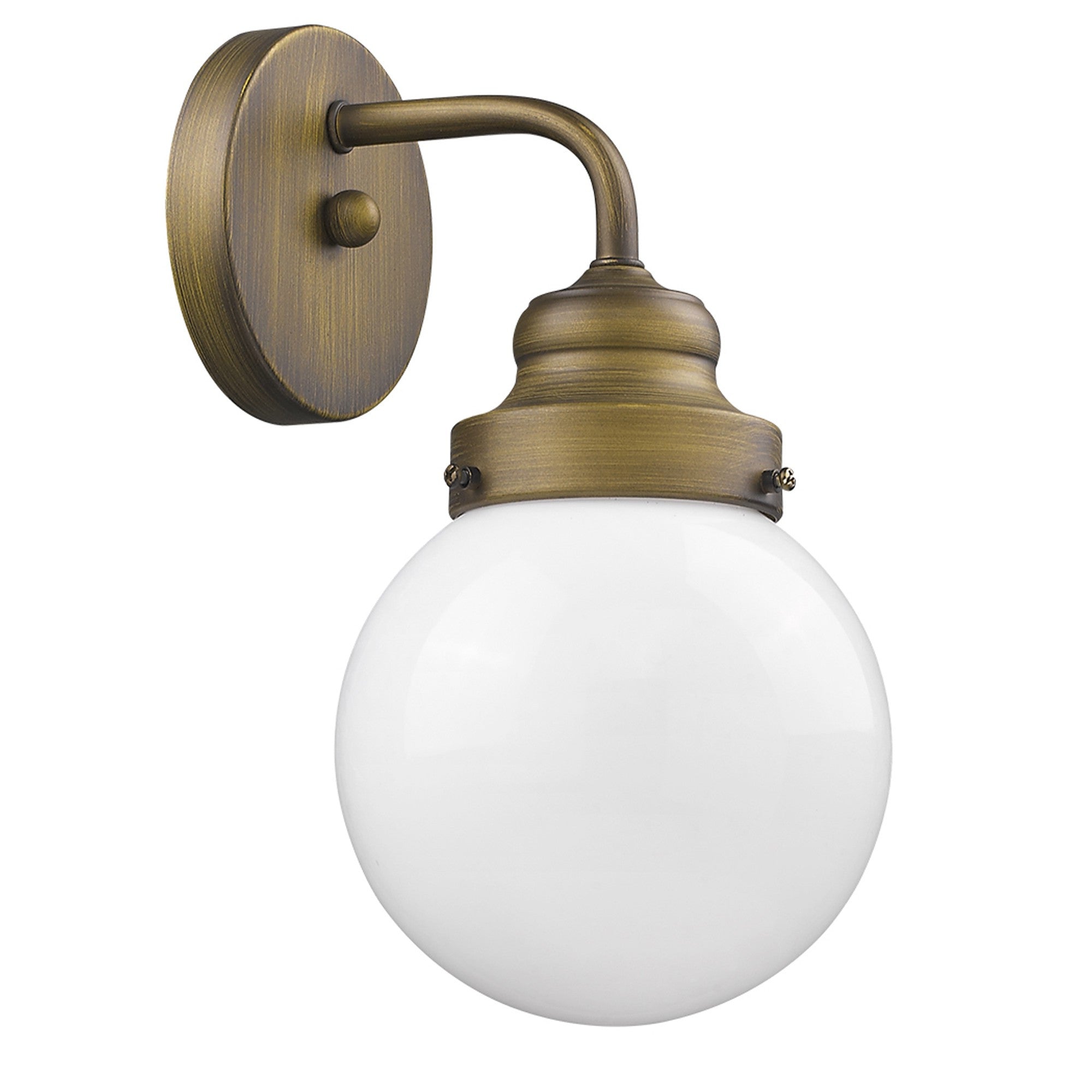 One Light Gold Wall Sconce with Round Glass Shade