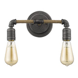 Two Light Industrial Textured Gray Wall Light