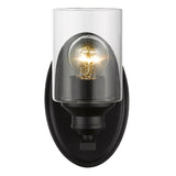 One Light Matte Black Wall Light with Clear Glass Shade