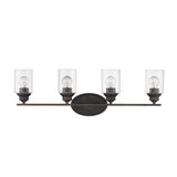 Four Light Bronze Wall Light with Clear Glass Shade