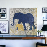 Exotic Blue And Gold Elephant Unframed Print Wall Art