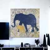 Exotic Blue And Gold Elephant Unframed Print Wall Art