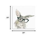 20" x 20" Watercolor Cutie Rabbit in Glasses Canvas Wall Art