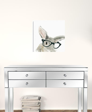 20" x 20" Watercolor Cutie Rabbit in Glasses Canvas Wall Art