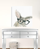 20" x 20" Watercolor Cutie Rabbit in Glasses Canvas Wall Art