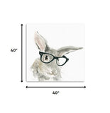 20" x 20" Watercolor Cutie Rabbit in Glasses Canvas Wall Art