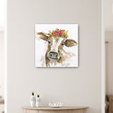 Watercolor Floral Cow Unframed Print Wall Art