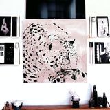 Pink Laying Leopard Unframed Print Wall Art