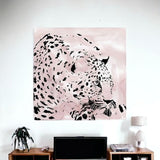 Pink Laying Leopard Unframed Print Wall Art