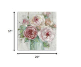 30" x 30" Watercolor Soft Pastel Peonies Bouquet Canvas Wall Art