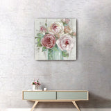 30" x 30" Watercolor Soft Pastel Peonies Bouquet Canvas Wall Art