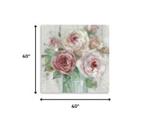 30" x 30" Watercolor Soft Pastel Peonies Bouquet Canvas Wall Art