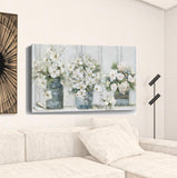 24" x 16" Watercolor Soft Pastel Bouquet Trio Canvas Wall Art