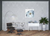 20" x 20" Watercolor Abstract Gray Blue Flower II Canvas Wall Art