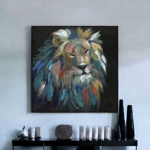 Painted Lion Portrait Unframed Print Wall Art