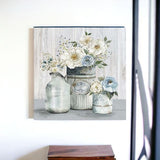 Rustic Grey Flowers Unframed Print Wall Art