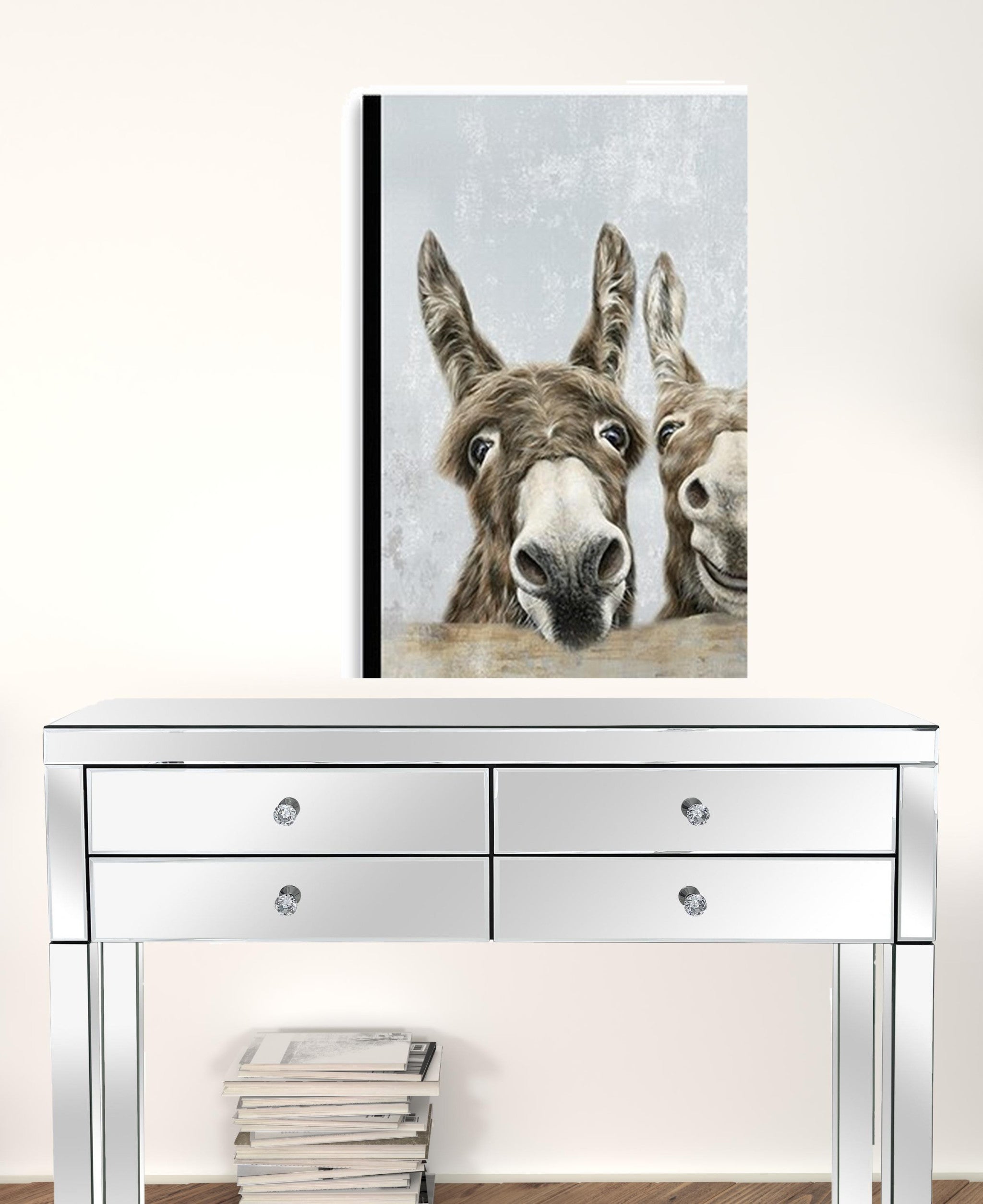 Cute Donkeys Canvas Unframed Print Wall Art