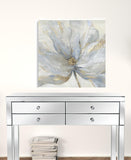 Soft Blue And Grey Flower With Gold Details Unframed Print Wall Art