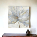 Soft Blue And Grey Flower With Gold Details Unframed Print Wall Art