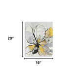 20" Modern Yellow and Black Flower in Bloom Canvas Wall Art