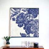 Blue Toile Rose Unframed Print Wall Art