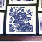 Blue Toile Roses Unframed Print Wall Art