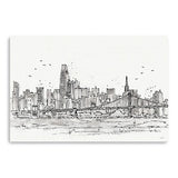 Monochrome City Skyline Sketch Unframed Print Wall Art