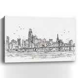 Monochrome City Skyline Sketch Unframed Print Wall Art