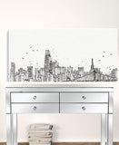 Monochrome City Skyline Sketch Unframed Print Wall Art