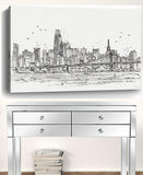 Monochrome City Skyline Sketch Unframed Print Wall Art