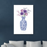 24" x 16" Blue and White Life Floral Vase Canvas Wall Art