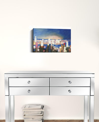 20" x 16" Watercolor City Lights on the Horizon Canvas Wall Art