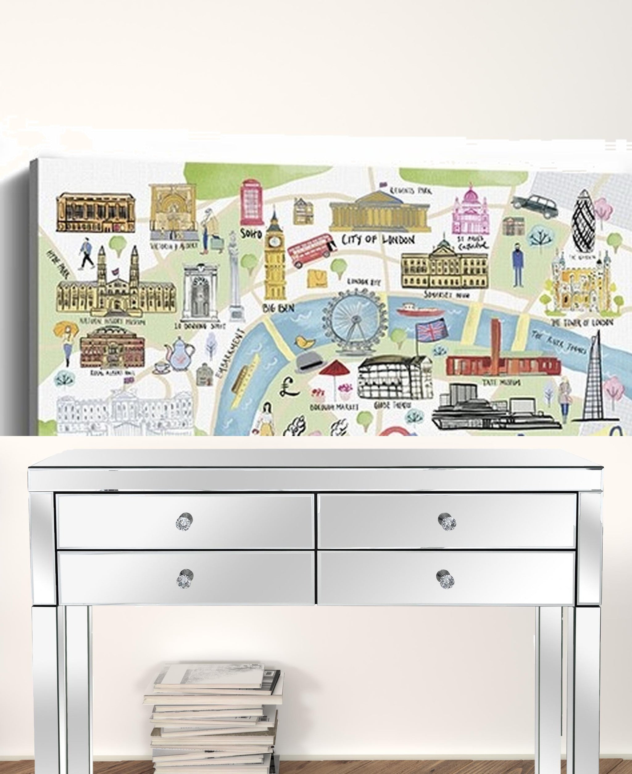 Fun Illustrated London Map Unframed Print Wall Art