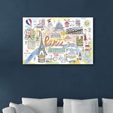 Fun Illustrated Paris Map Unframed Print Wall Art