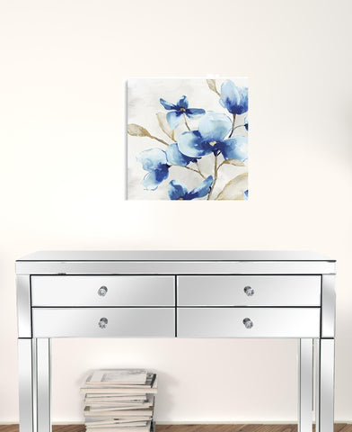 20" x 20" Watercolor Shades of Blue Floral Canvas Wall Art