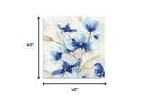 20" x 20" Watercolor Shades of Blue Floral Canvas Wall Art