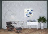 20" x 20" Watercolor Shades of Blue Floral Canvas Wall Art