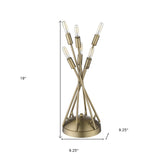 19" Brass Metal Six Light Table Lamp