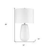 28" White Ceramic Column Table Lamp With White Drum Shade