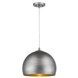 Latitude 1-Light Hand Painted Weathered Pewter Pendant With Gold Interior Shade (13.75")