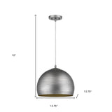 Latitude 1-Light Hand Painted Weathered Pewter Pendant With Gold Interior Shade (13.75")