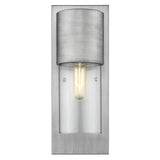 Contemporary Brushed Silver and Glass Wall Light