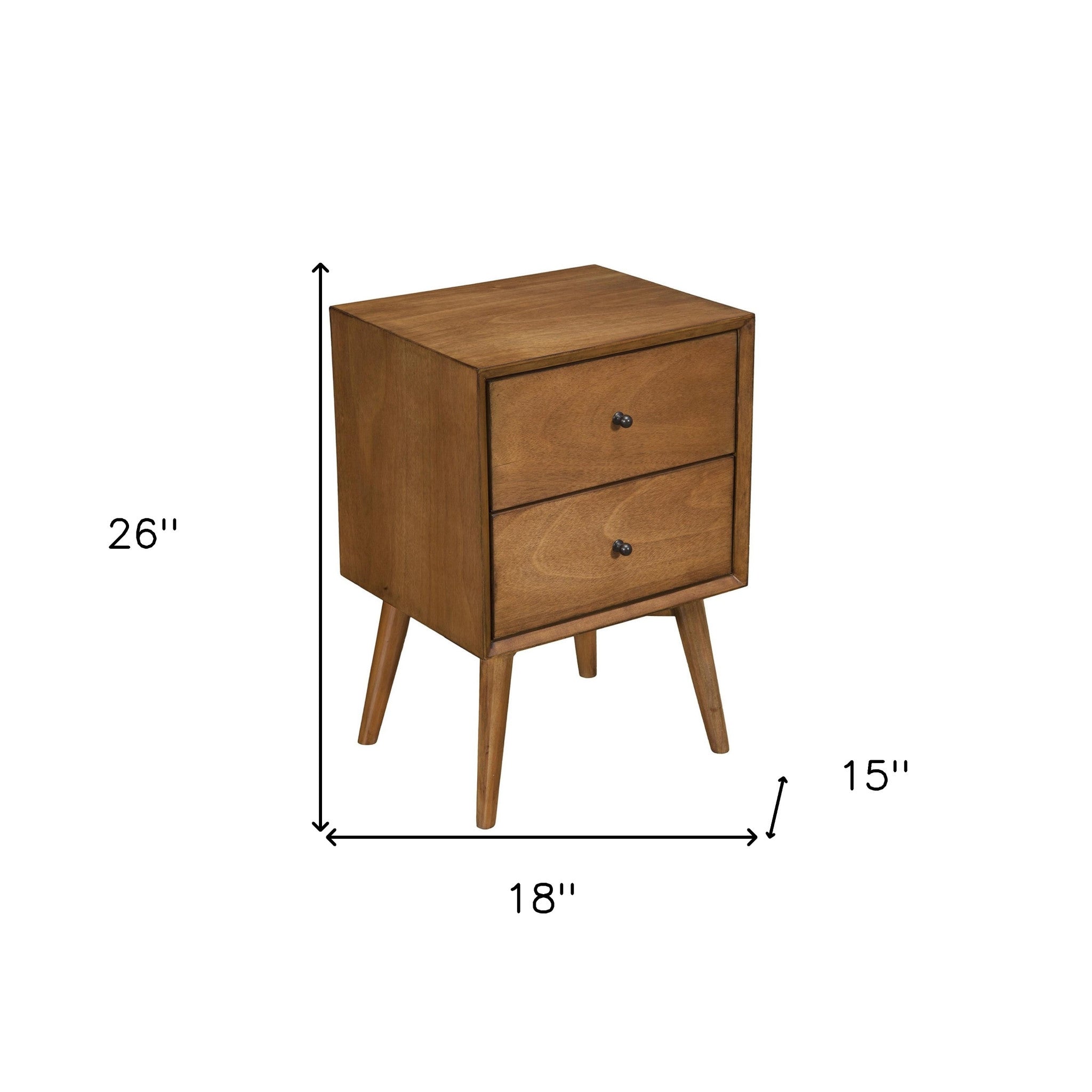 Brown Century Modern Wood 2 Drawer Nightstand