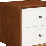 Brown and White Century Modern Wood 2 Drawer Nightstand