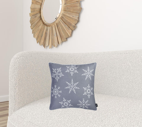 Gray and White Snowflakes Throw Pillow