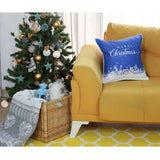 Blue Christmas Snow Decorative Throw Pillow