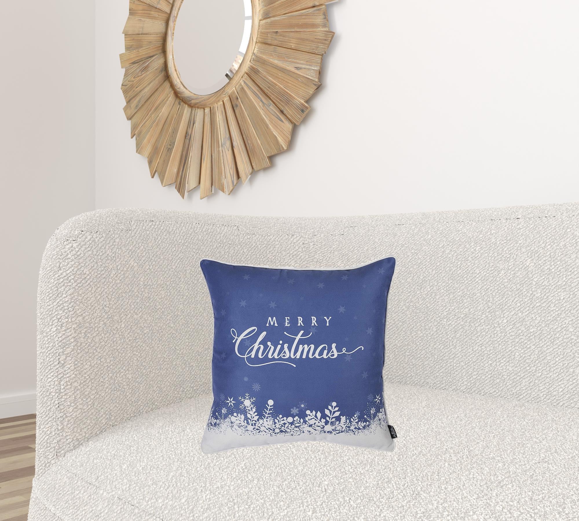 Blue Christmas Snow Decorative Throw Pillow