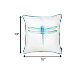 Aqua Blue Watercolor Dragonfly Throw Pillow