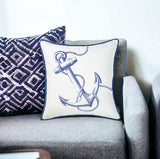 Blue Bold Anchor Nautical Throw Pillow