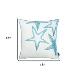 Aqua Blue Watercolor Stars Throw Pillow